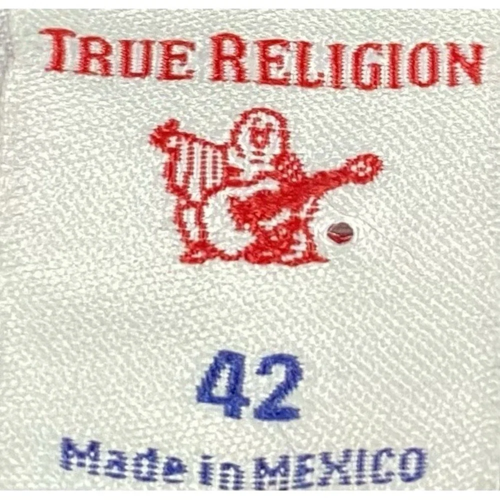 True Religion Jeans Mens 42x33 Black Denim World Tour Rocco Relaxed Skinny Logo
